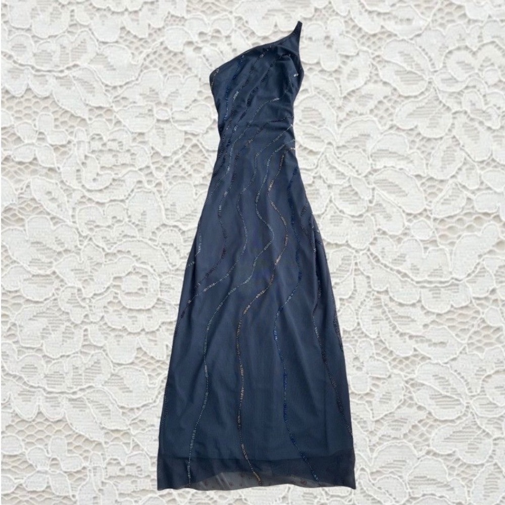 vintage bcbg‎ beaded backless evening dress